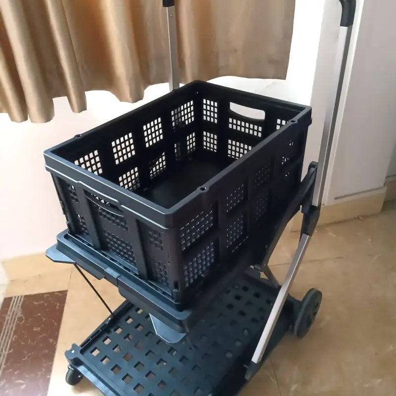 Multi use Functional Collapsible carts Mobile Folding Trolley  Shopping cart with Storage