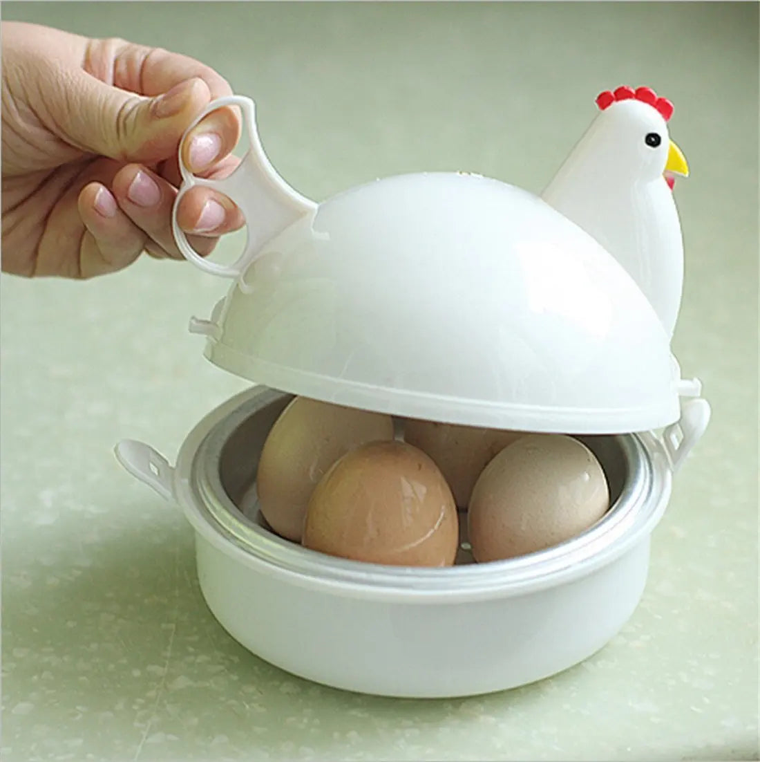 Chicken Shaped Egg Boiler Steamer 4 Eggs Microwave