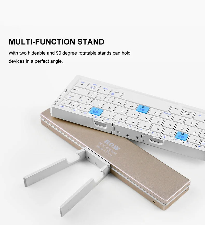 Mini Folding Bluetooth Keyboard Wireless Keypad Support3 Devices With Stand Rechargeable Foldable Keyboard for Phone Tablet