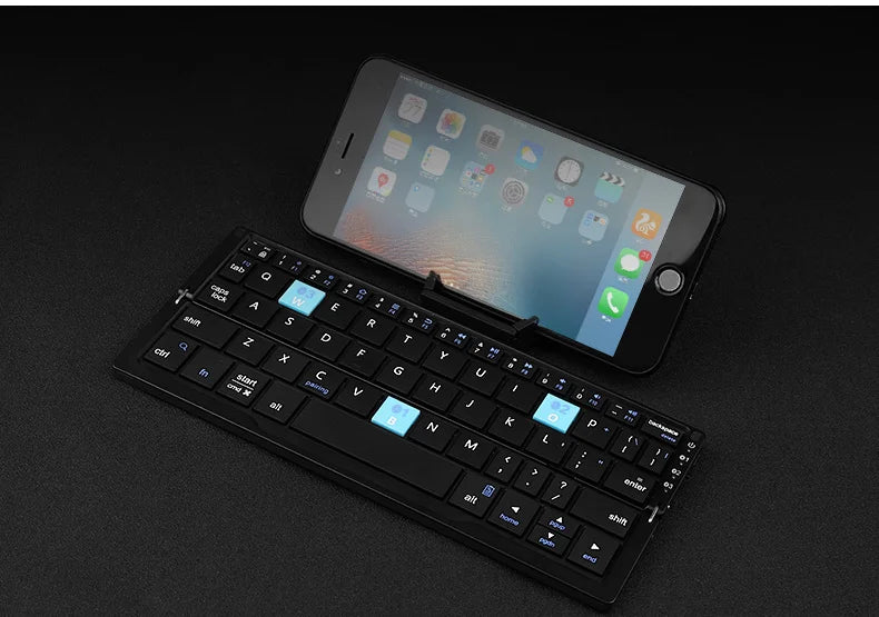 Mini Folding Bluetooth Keyboard Wireless Keypad Support3 Devices With Stand Rechargeable Foldable Keyboard for Phone Tablet