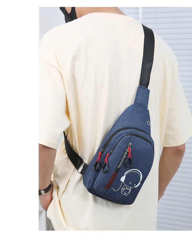 Men's Chest Bag 2024 New Casual Fashion Shoulder Bag Male Hand Crossbody Korean Cycling Backpack