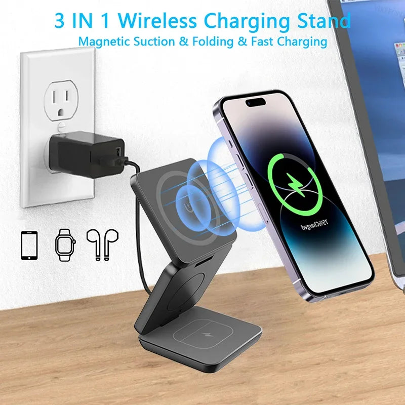 30W 3 in 1 Foldable Magnetic Wireless Charger