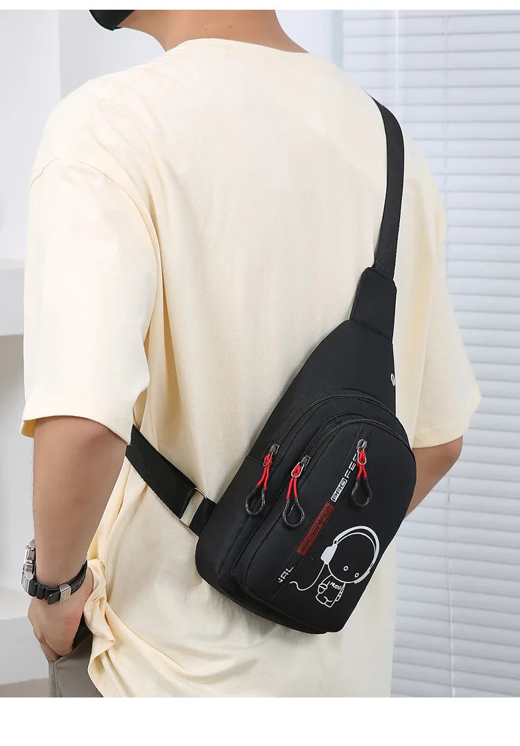 Men's Chest Bag 2024 New Casual Fashion Shoulder Bag Male Hand Crossbody Korean Cycling Backpack