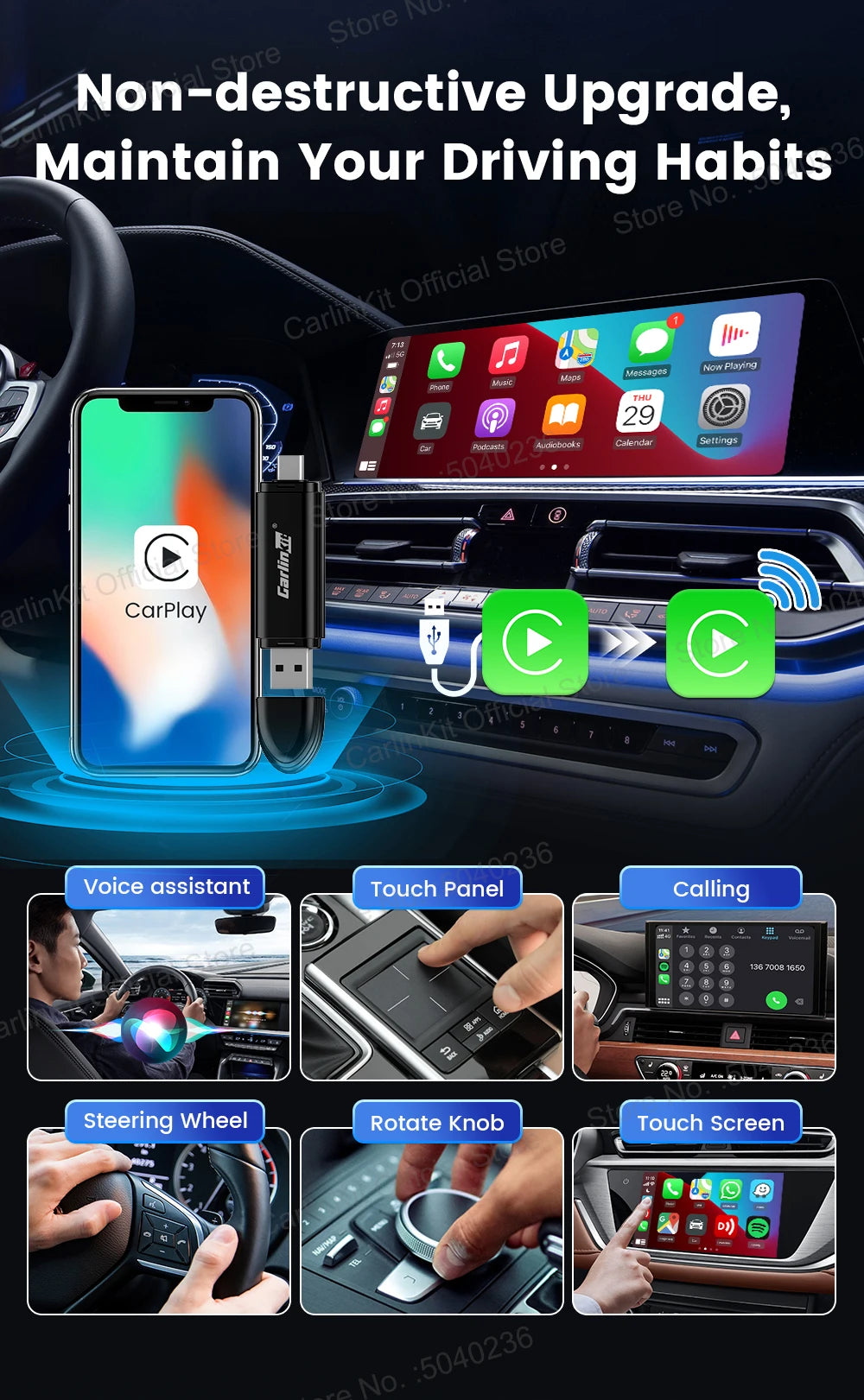 Carplay Adapter Seamless Connection for Wired Carplay OEM Car Wireless tools