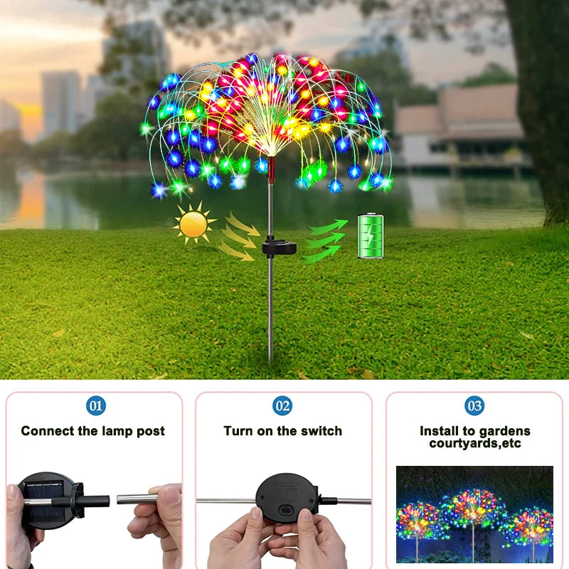 Solar LED Firework Fairy Lights Outdoor Garden Decoration