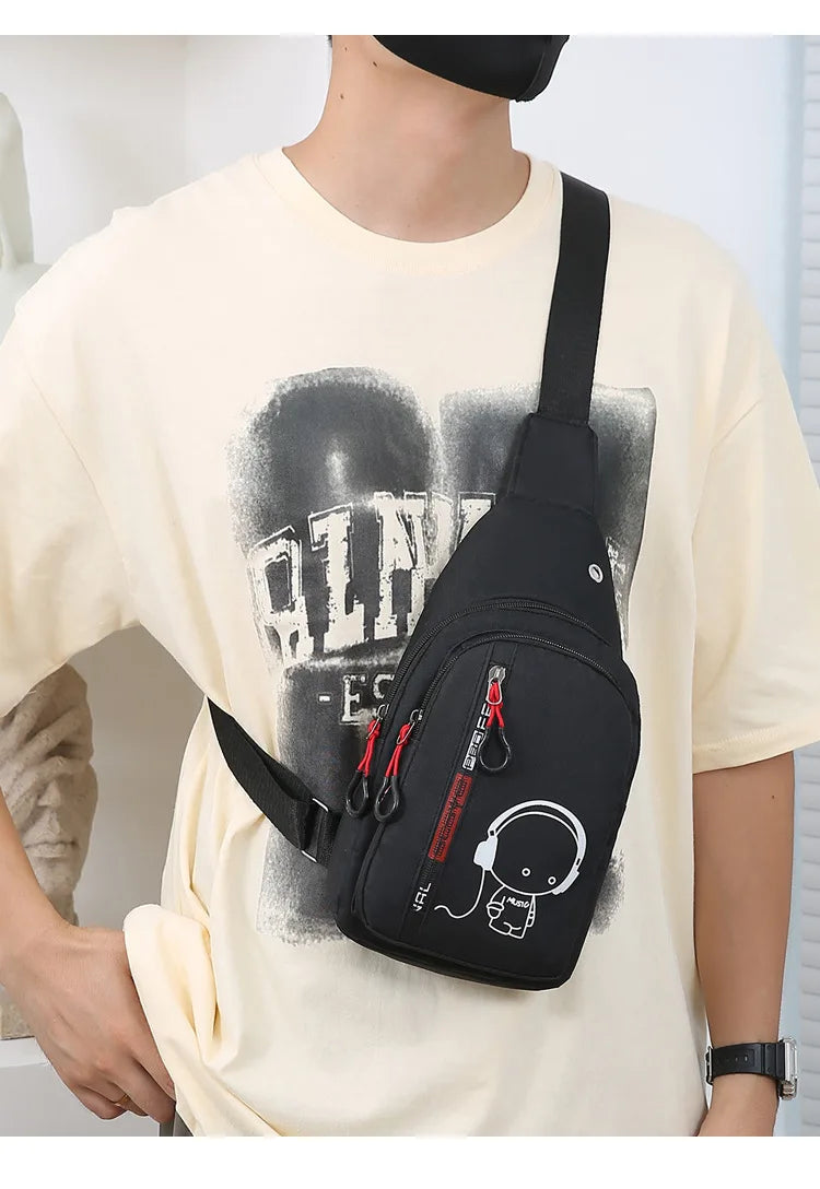 Men's Chest Bag 2024 New Casual Fashion Shoulder Bag Male Hand Crossbody Korean Cycling Backpack