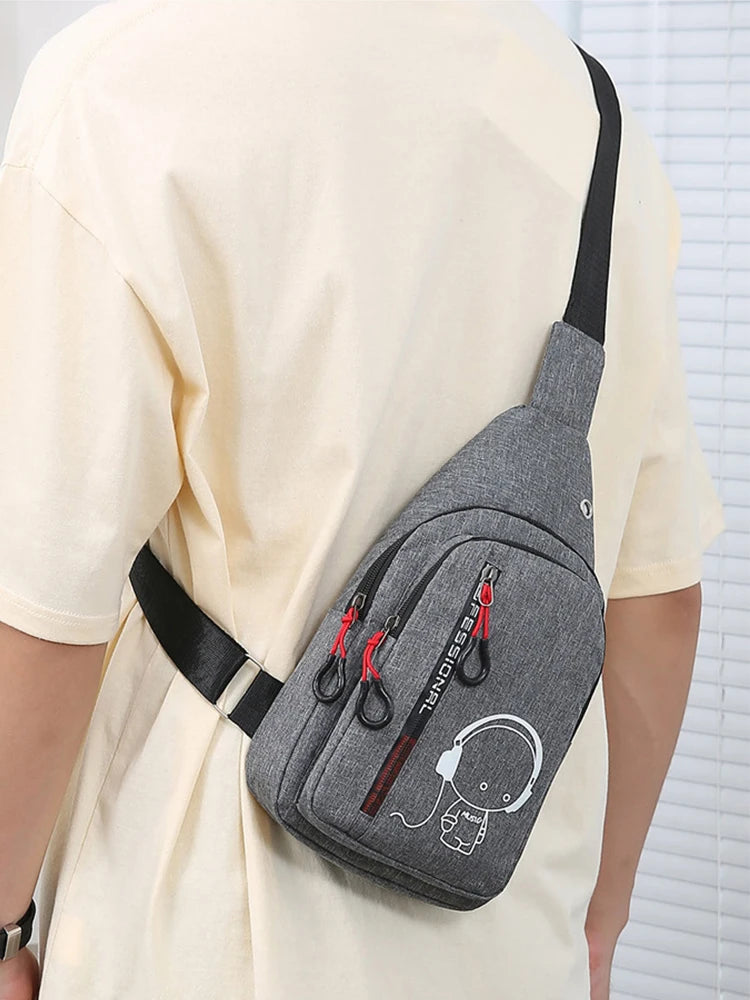 Men's Chest Bag 2024 New Casual Fashion Shoulder Bag Male Hand Crossbody Korean Cycling Backpack