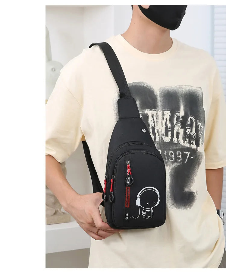 Men's Chest Bag 2024 New Casual Fashion Shoulder Bag Male Hand Crossbody Korean Cycling Backpack