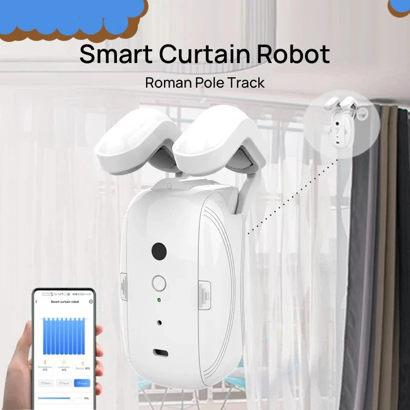 2PCS  Bluetooth Smart Curtain Robot Roman Rod Track ，