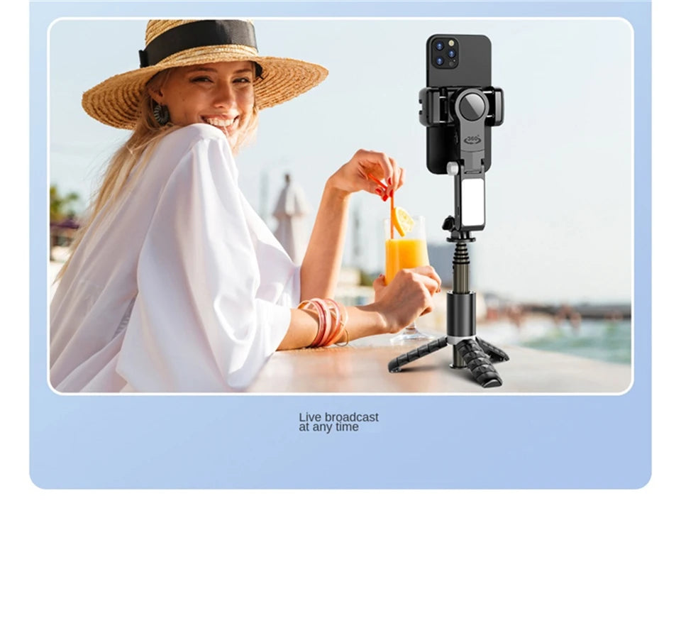 Selfie Stick Monopod With Bluetooth Shutter For Smartphone. FANGTUOSI 2024 NEW Gimbal Stabilizer Desktop Following Shooting Mode