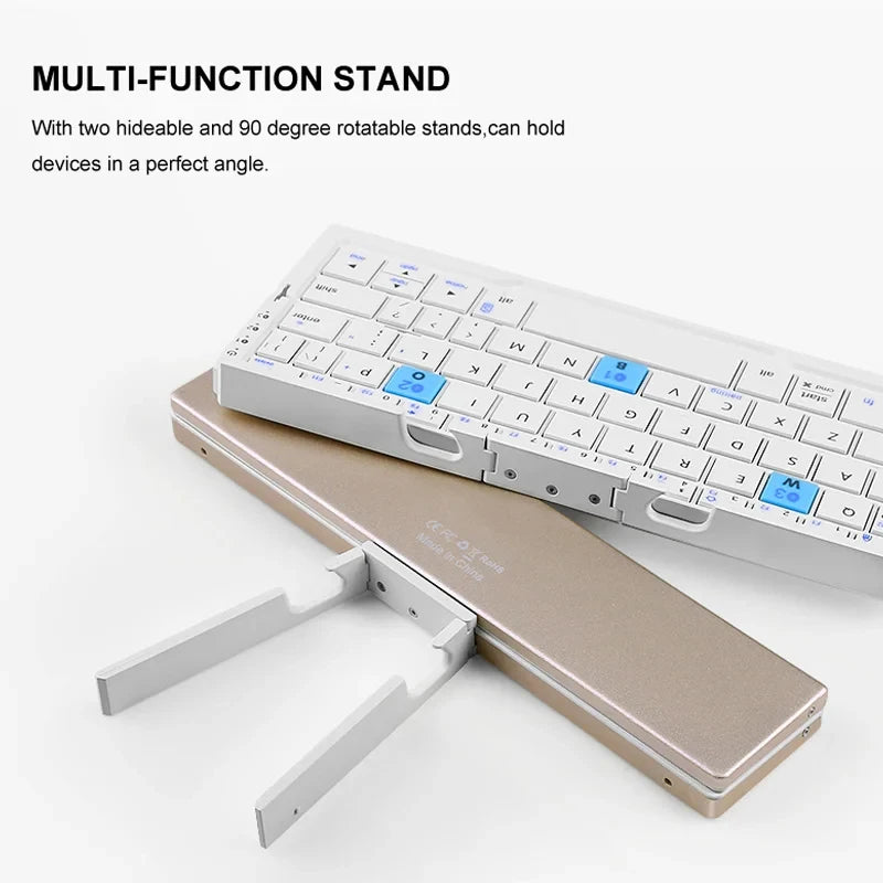 Mini Folding Bluetooth Keyboard Wireless Keypad Support3 Devices With Stand Rechargeable Foldable Keyboard for Phone Tablet