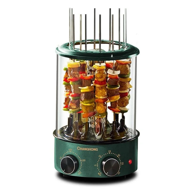 220V 12 Forks Electric Grill Barbecue Automatic Indoor Smokeless Rotating Lamb Kebab BBQ Machine