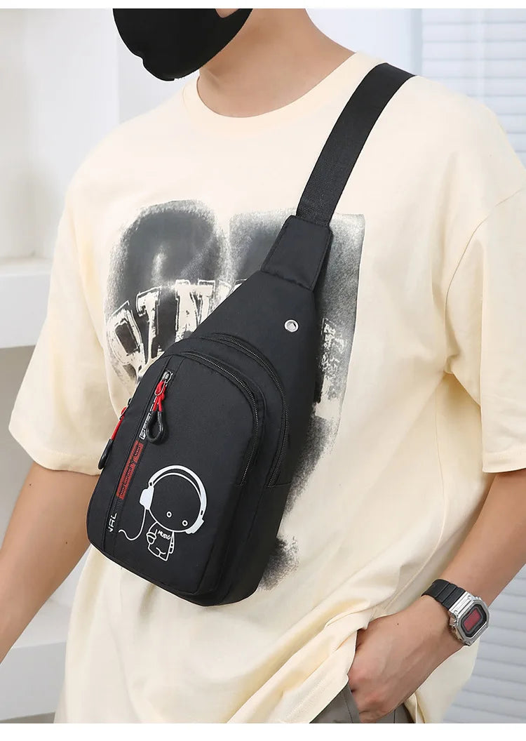 Men's Chest Bag 2024 New Casual Fashion Shoulder Bag Male Hand Crossbody Korean Cycling Backpack