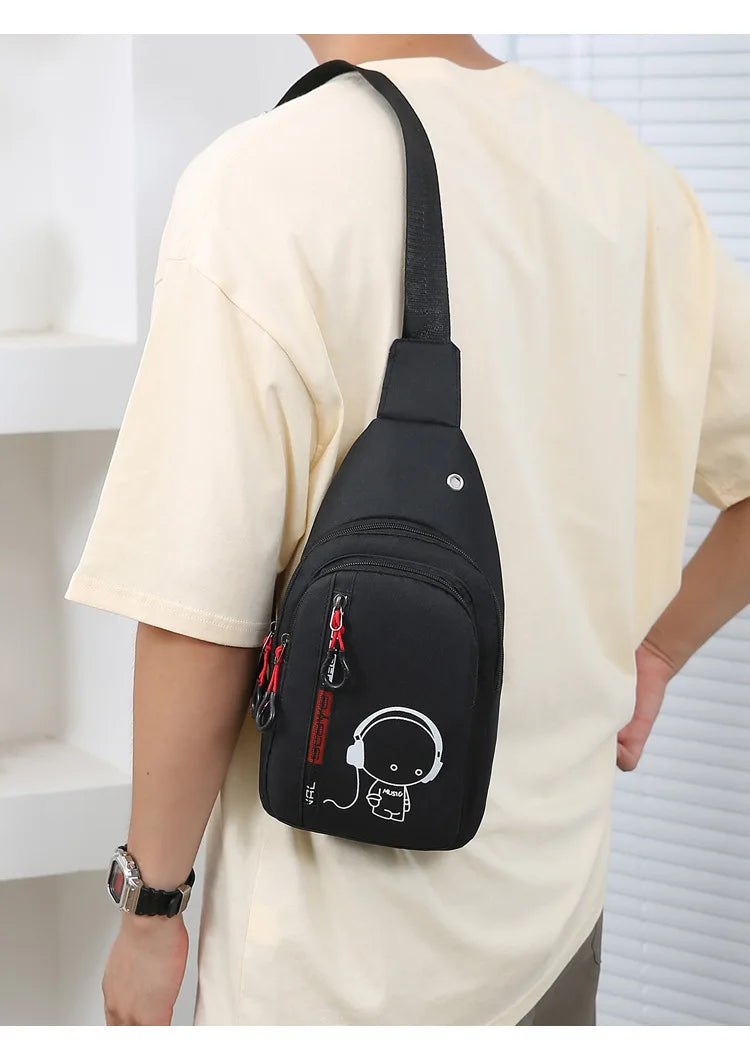 Men's Chest Bag 2024 New Casual Fashion Shoulder Bag Male Hand Crossbody Korean Cycling Backpack