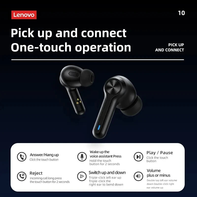 Lenovo LP3 Pro Earphones TWS Bluetooth 5.0 Wireless HIFI Music Headset Gaming Earbuds Display 1200mAh Battery Headphones