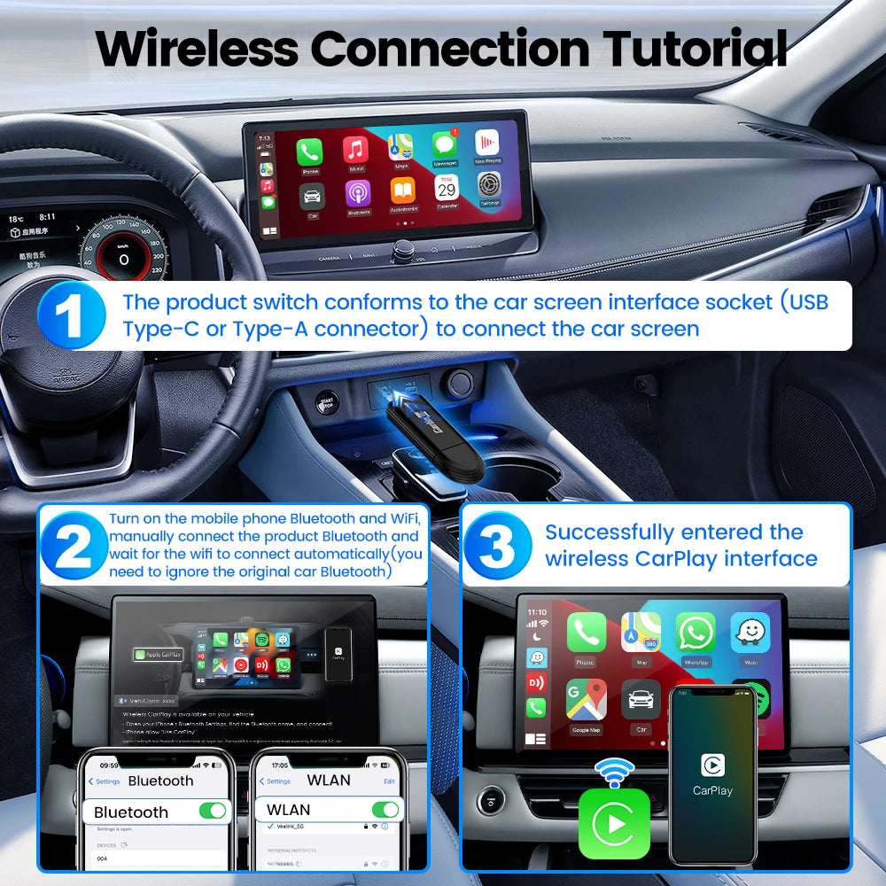 Carplay Adapter Seamless Connection for Wired Carplay OEM Car Wireless tools