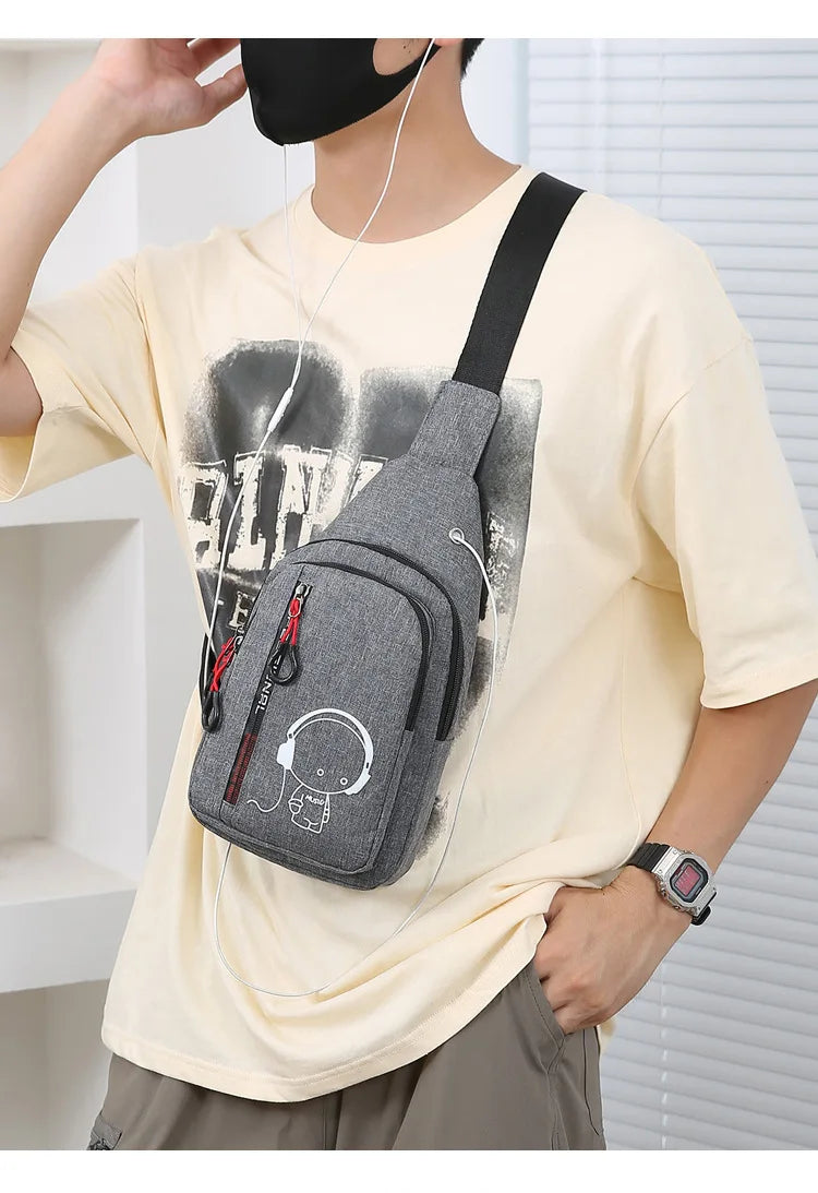 Men's Chest Bag 2024 New Casual Fashion Shoulder Bag Male Hand Crossbody Korean Cycling Backpack