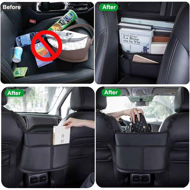 Leather Car Handbag Holders Car Organizers and Storage Front Seats Gap Car Seats Gap Filler Organizer Storage Bag for Car Seats