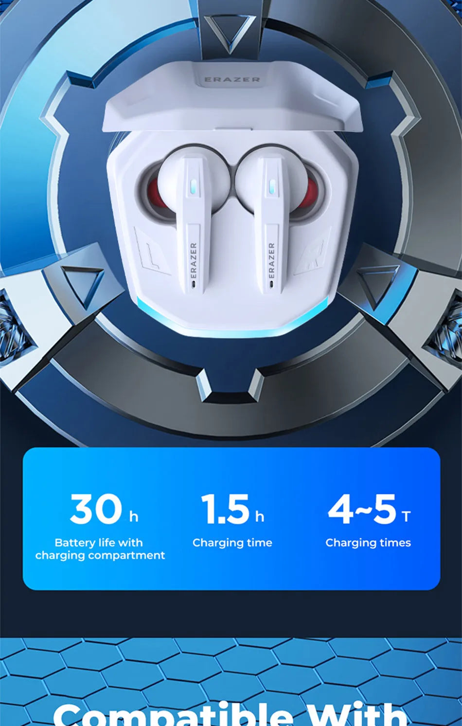 Lenovo XT86 Gaming Earphone Bluetooth 5.4 ERAZER Wireless Headphones Stereo Sound Headsets with Mic Low Latency Lenovo Earbuds