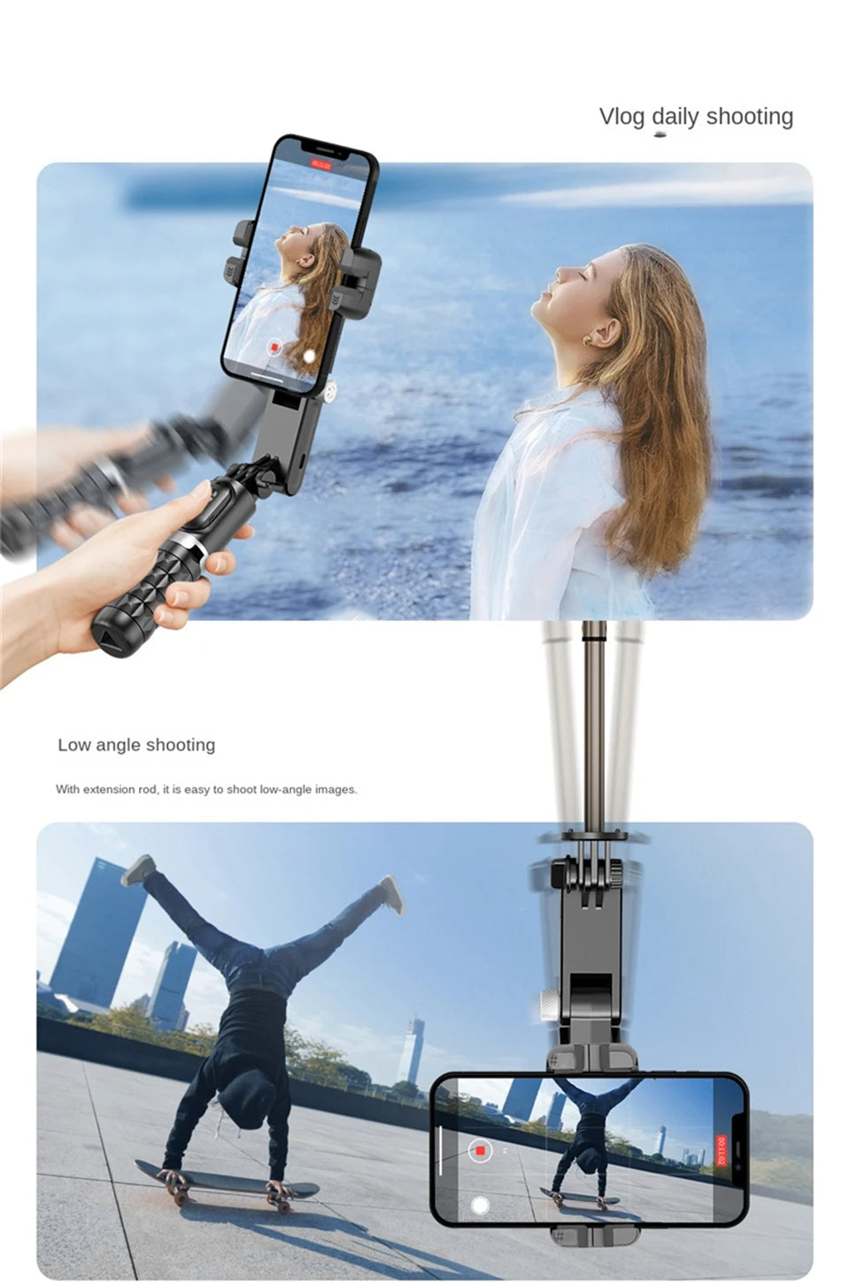 Selfie Stick Monopod With Bluetooth Shutter For Smartphone. FANGTUOSI 2024 NEW Gimbal Stabilizer Desktop Following Shooting Mode