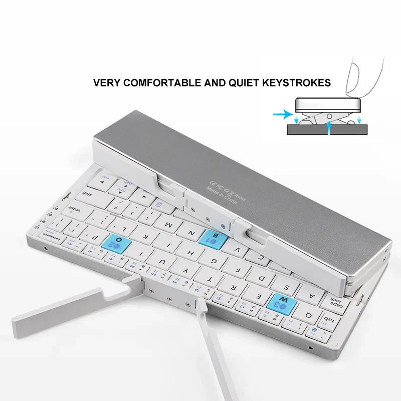 Mini Folding Bluetooth Keyboard Wireless Keypad Support3 Devices With Stand Rechargeable Foldable Keyboard for Phone Tablet