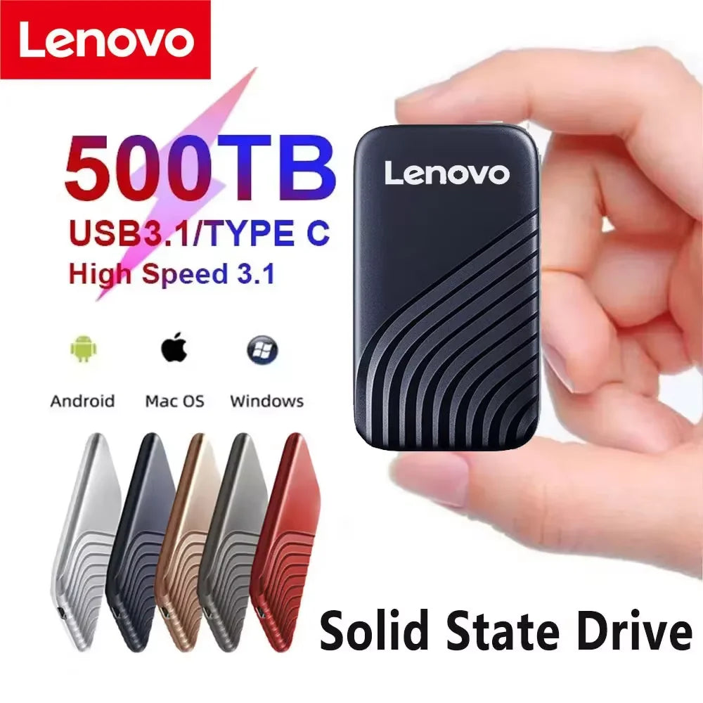 Lenovo Original High-speed 2TB up TO 256TB Portable SSD, Portable External Solid State Hard Drive USB3.1 Interface Mobile