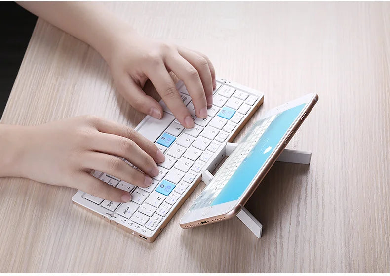 Mini Folding Bluetooth Keyboard Wireless Keypad Support3 Devices With Stand Rechargeable Foldable Keyboard for Phone Tablet