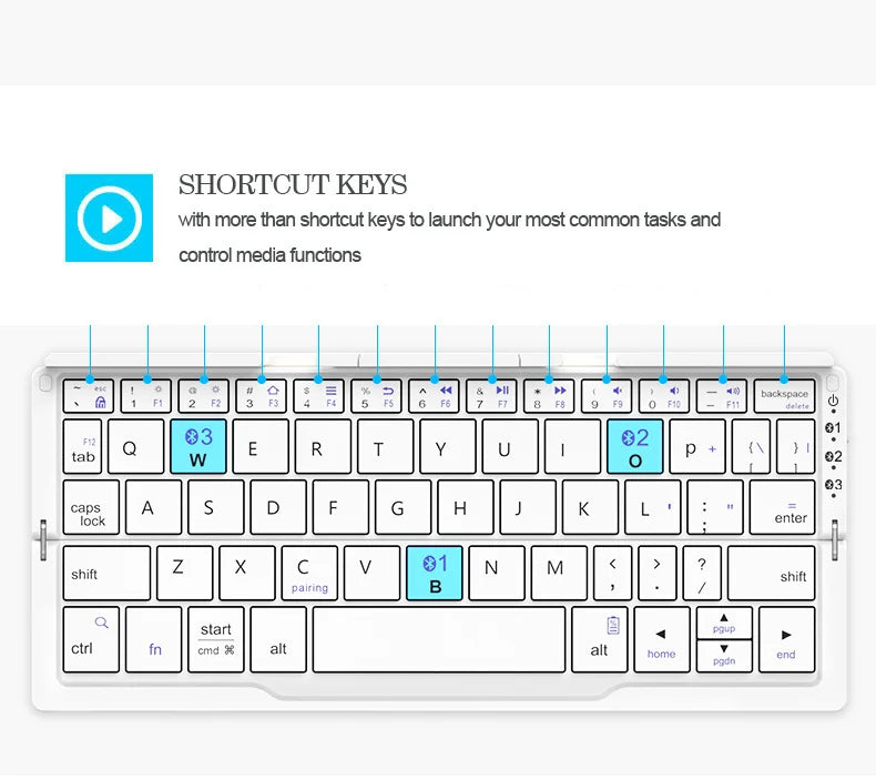 Mini Folding Bluetooth Keyboard Wireless Keypad Support3 Devices With Stand Rechargeable Foldable Keyboard for Phone Tablet
