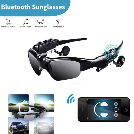 Wireless Bluetooth Sunglasses Headset Waterproof Super Long Battery Life for Driving Cycling Sports Noise Reduction Headphones